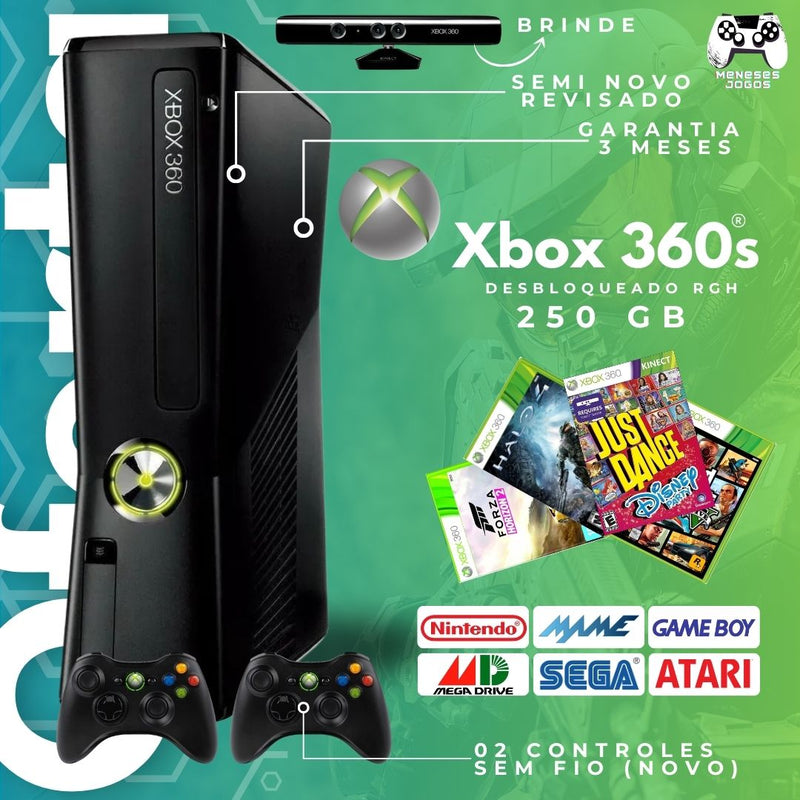 CONSOLE XBOX 360 SLIM - RGH DESBLOQUEADO
