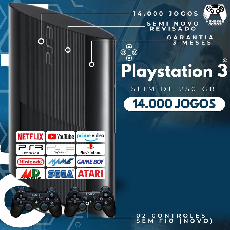 CONSOLE PLAYSTATION 3 SUPER SLIM TURBO - 14.000 JOGOS